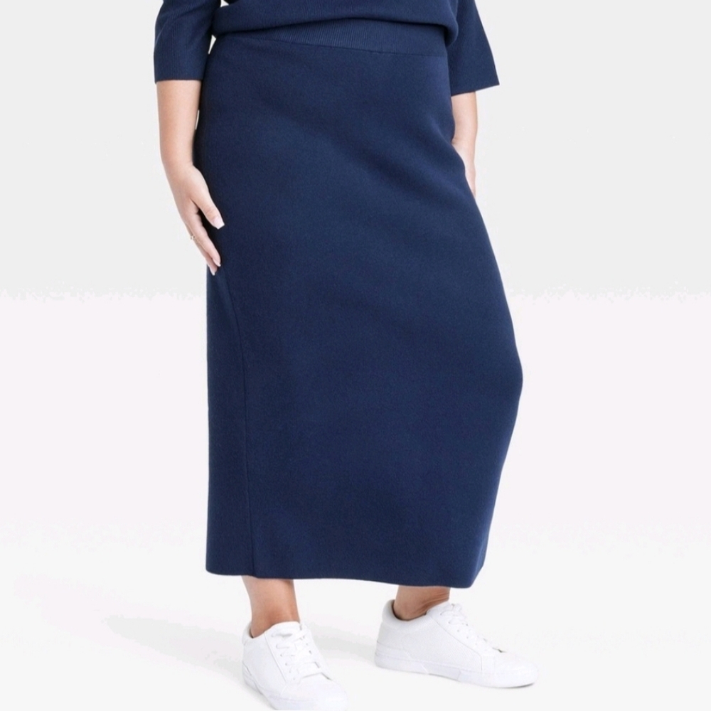 NWT- Target - A New Day - Cozy Knit Midi Sweater Skirt in Navy Blue XXL